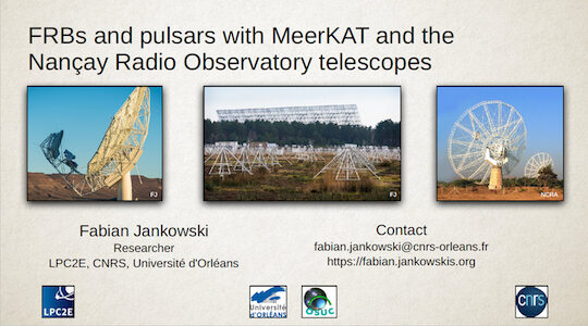 My talk about FRBs and pulsars.