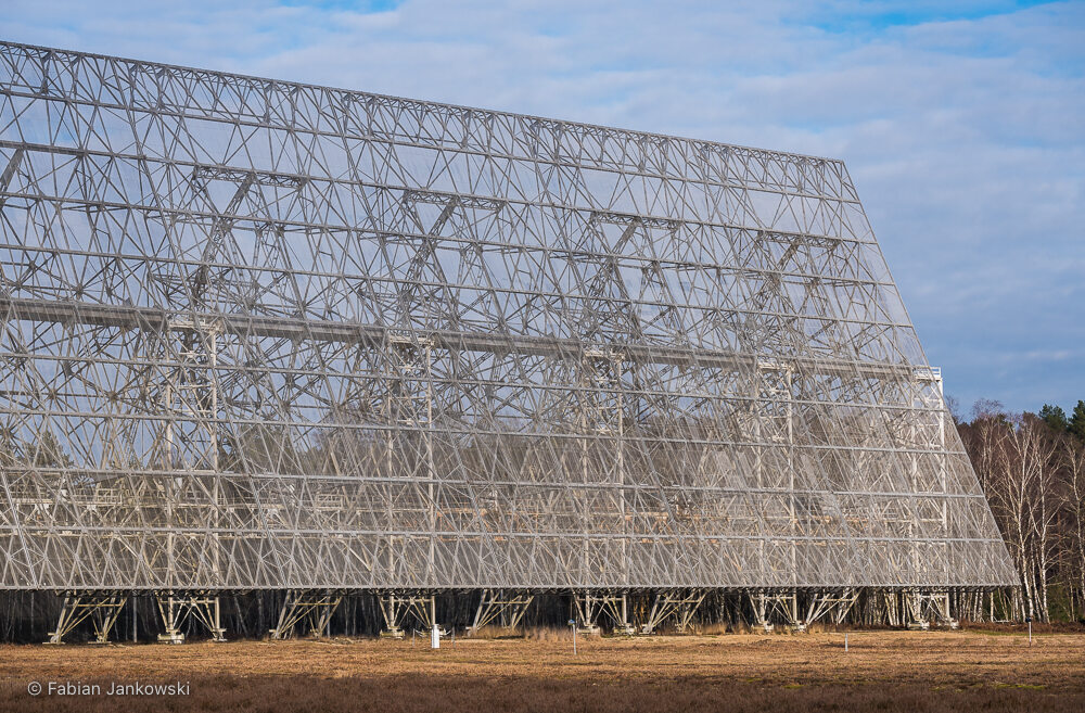 A few panels of the primary mirror of the Nançay Radio Telescope.