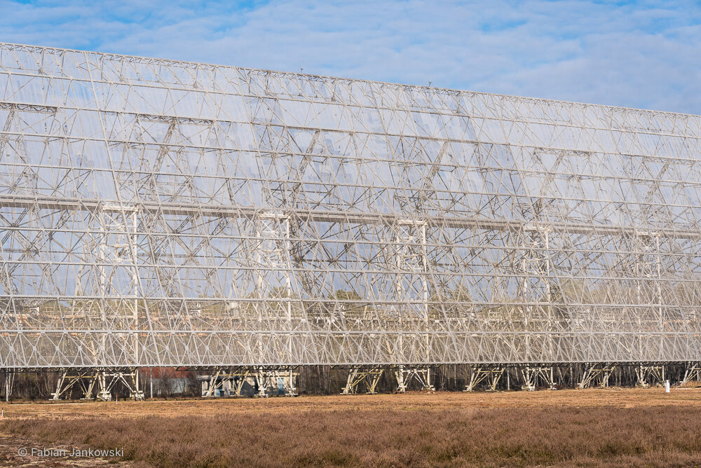 A different view of the primary mirror of the Nançay Radio Telescope.